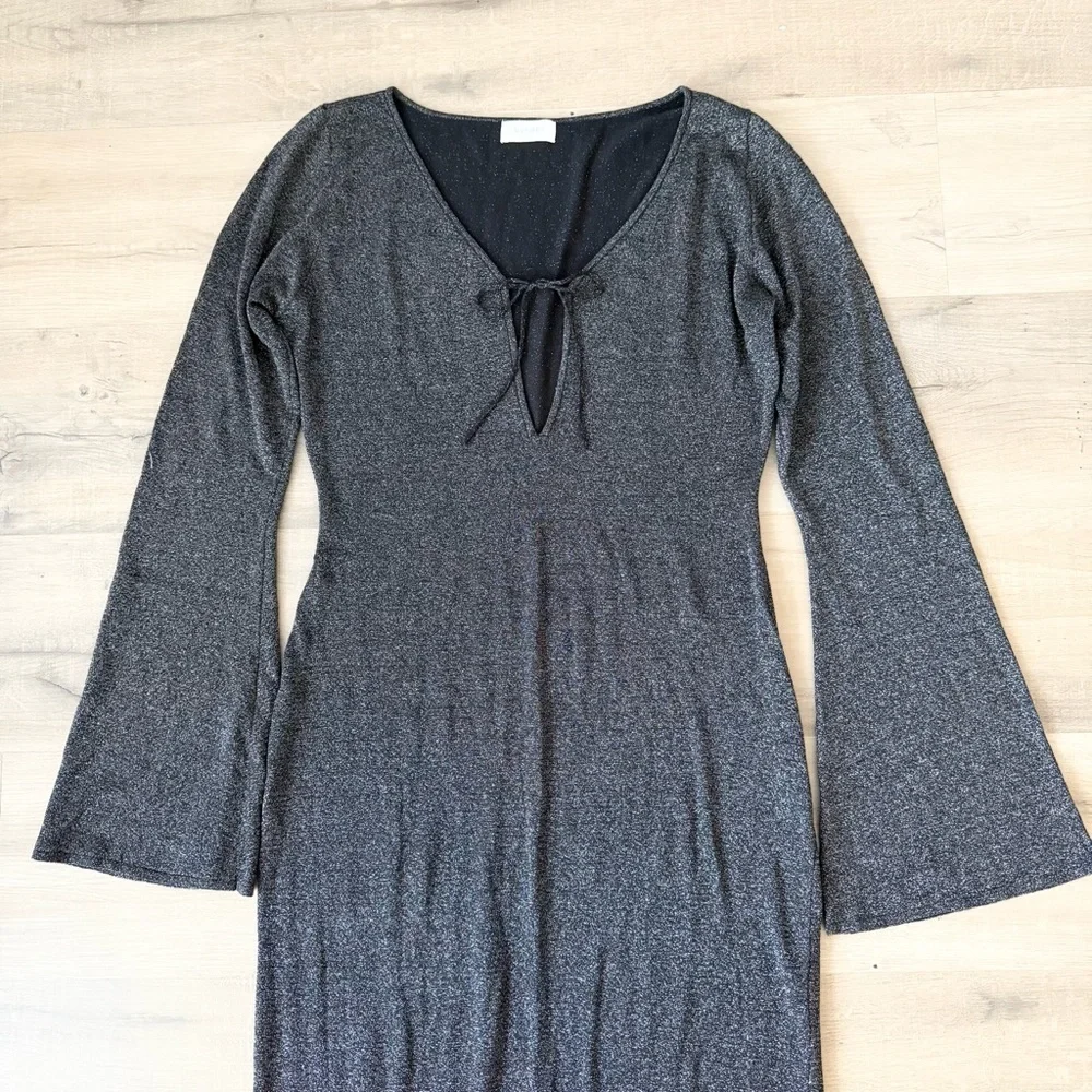 Meshki black metallic Kamila long-sleeve keyhole maxi dress - size XL - Picture 5 of 8